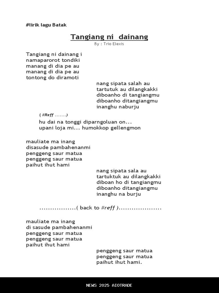 Lirik Lagu Batak Matua So Ra Muli oleh Serli Napitu