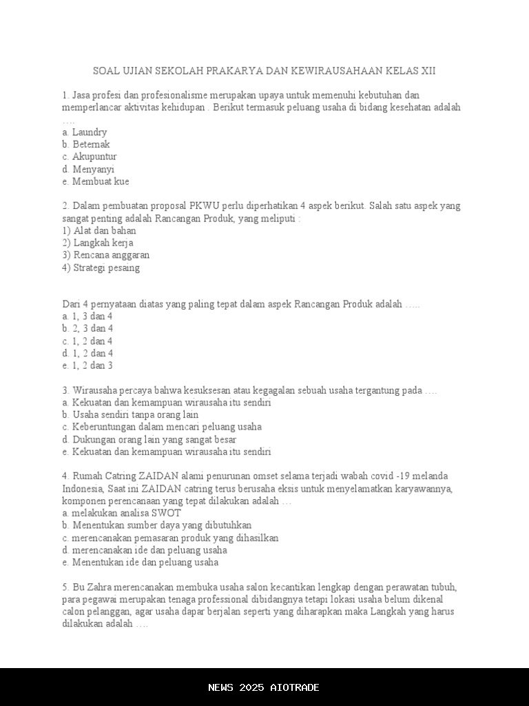 45 Soal Prakarya Kerajinan Kelas 12 Semester 1 2025