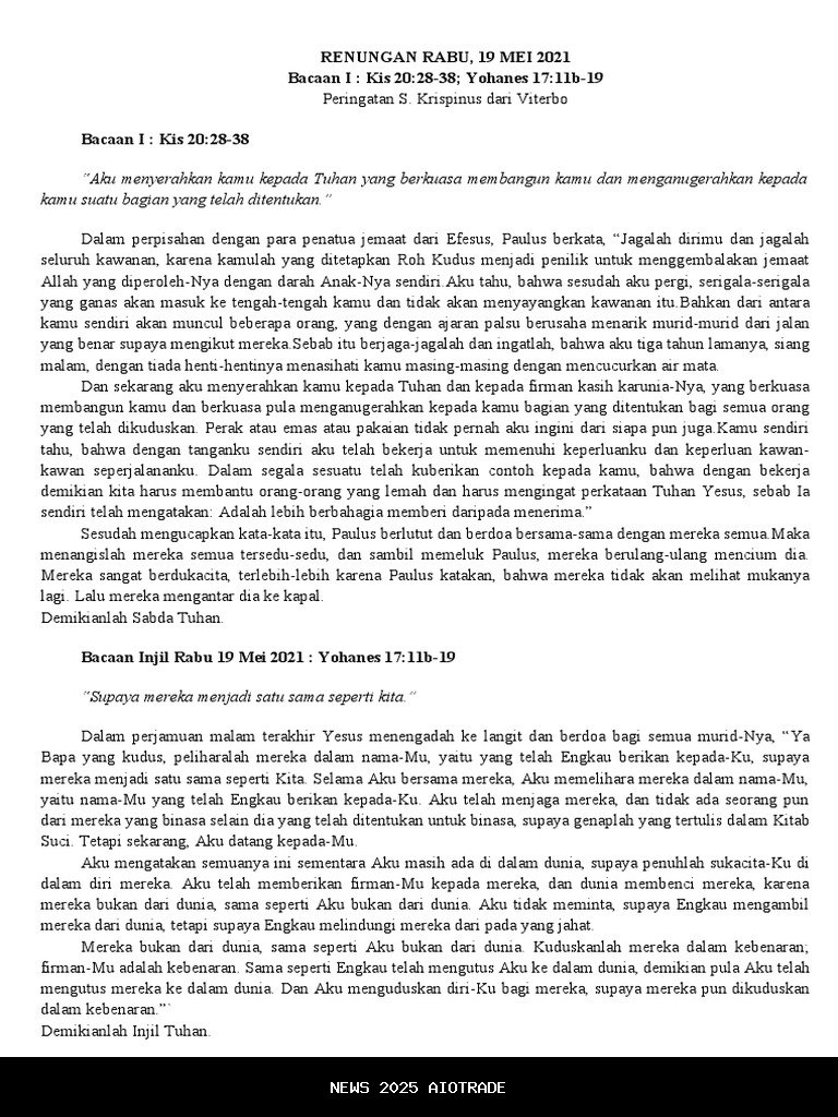 Renungan Katolik Rabu 17 Desember 2025: Perjalanan Panjang Iman