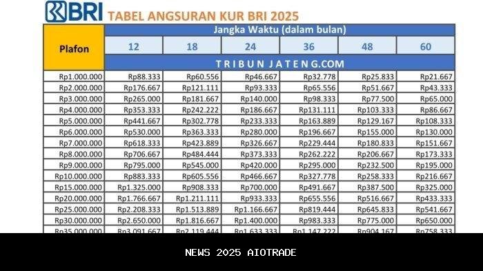 Cek Tabel KUR BRI 2025: Pinjaman Mulai Rp1 Juta, Cicilan Terendah Berapa?