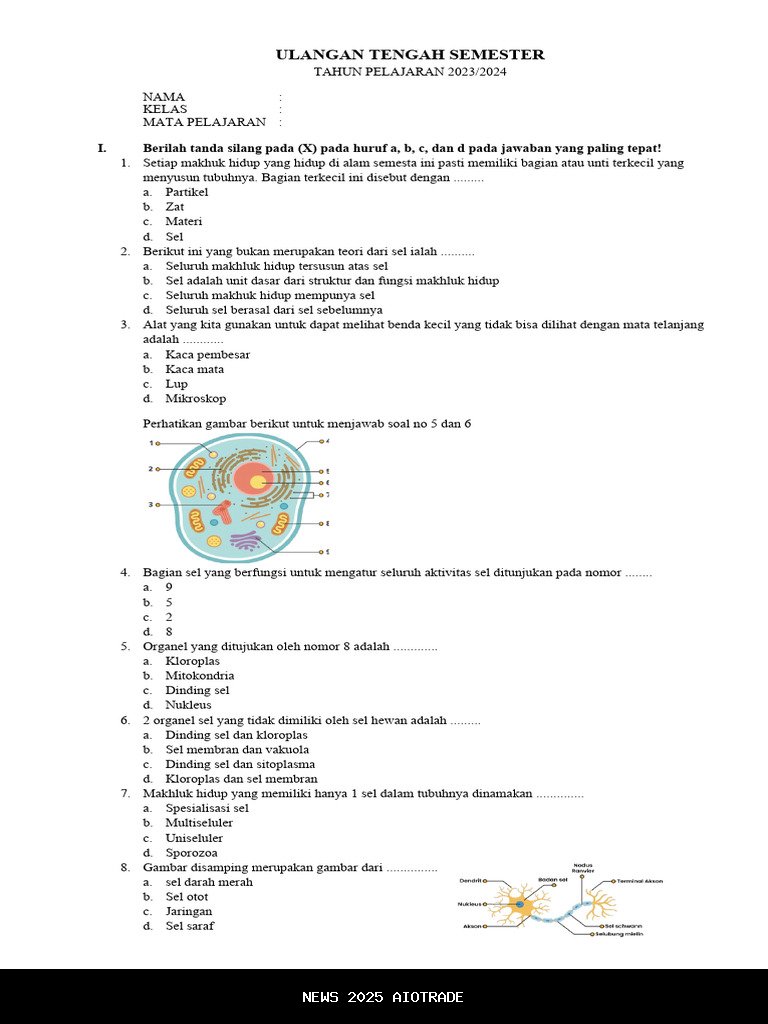 Jawaban UTS IPA Kelas 8 Semester 1 2025