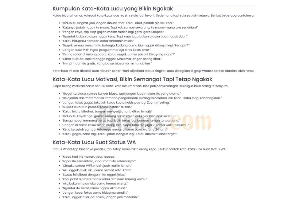Kumpulan Kata Lucu: Status WA, Sindiran, dan Caption Sosial Media