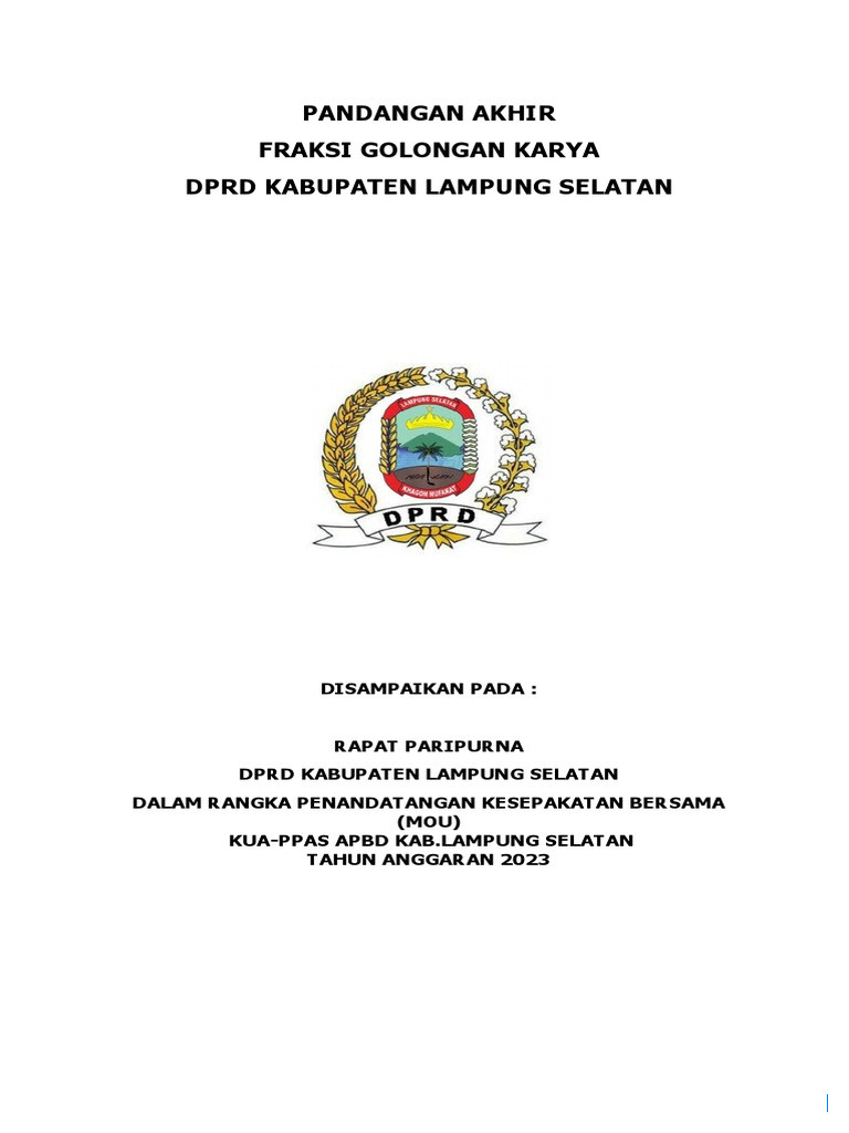 Sikap Wali Kota Sorong terhadap Pandangan Fraksi DPR atas KUA-PPAS Perubahan APBD 2025