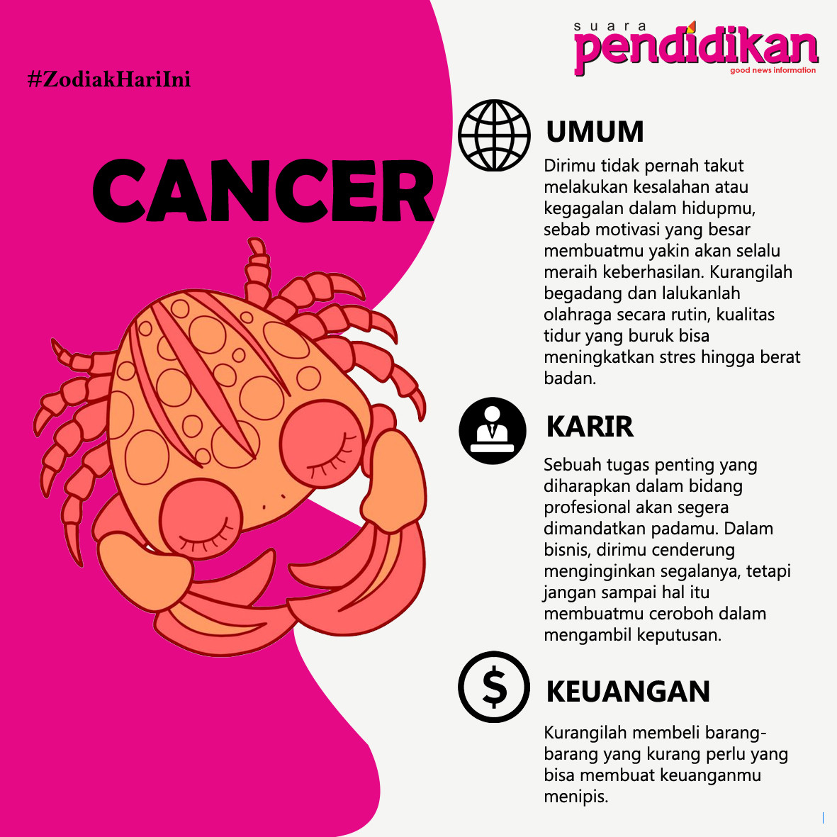 Hari Bahagia Kamu! Energi Positif Zodiak Cancer 27 Oktober 2025 Mengalir Deras